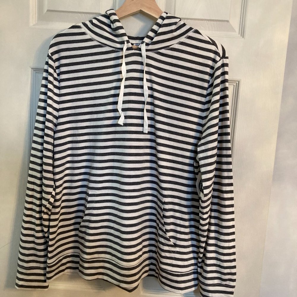 Old Navy Grey White Strip Hoodie - NWT